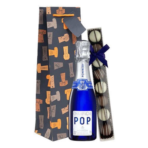 Pommery POP Champagne 20cl & Fine Artisanal Truffles Gift Bag